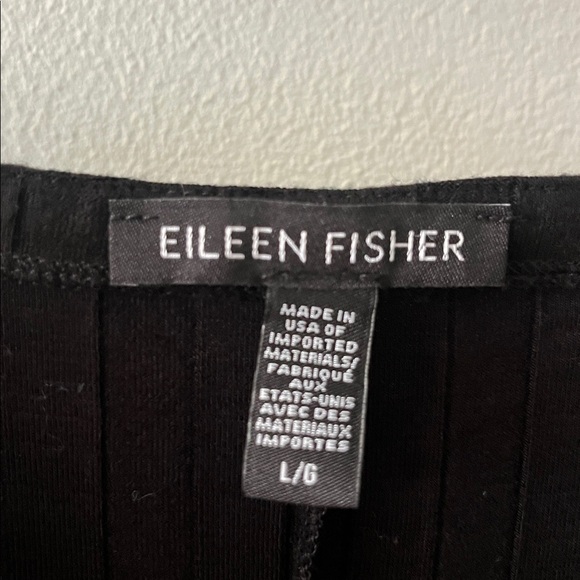 Eileen Fisher Black Rib Knit Boatneck Tencel Tunic Dress Size L - Picture 2 of 5